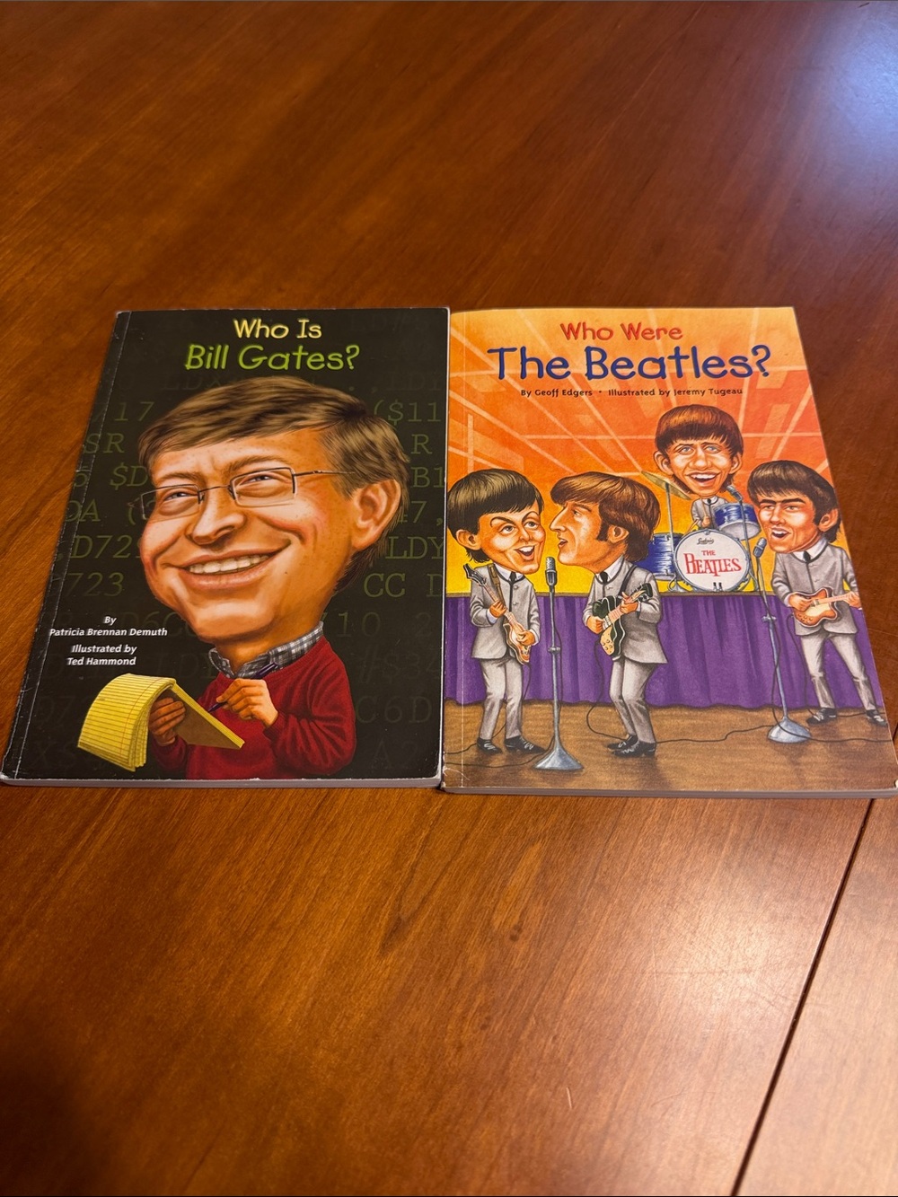 Two books: Who Were The Beatles, Who Is Bill Gates?